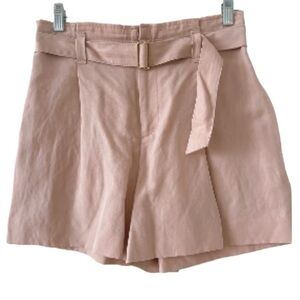 Club Monaco Blush Pink High-Waist Belted Shorts